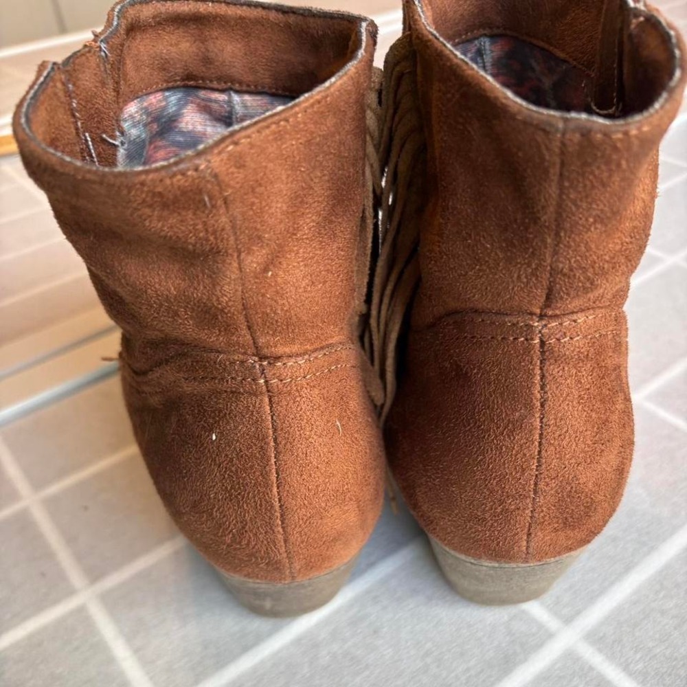 Westernwear Equestrian fringe Brown suede ankle boots booties w/ tassels siz 10 - Picture 6 of 7